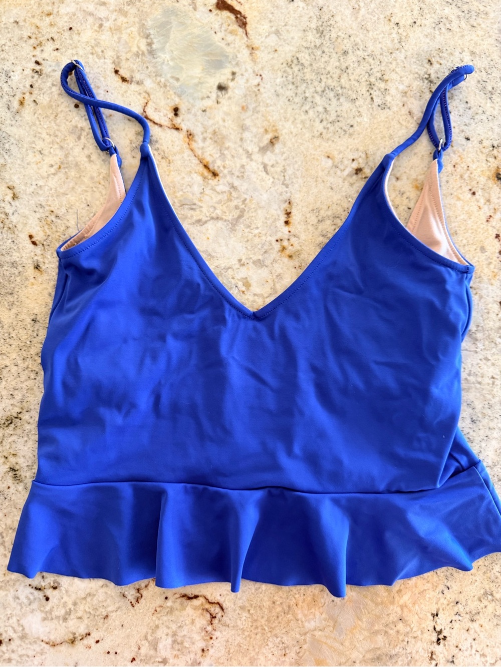 Kortni Jeane Royal Blue Ruffle Hem V-Neck Bikini Top